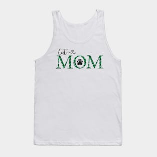 Cat mom bright green cheetah Tank Top